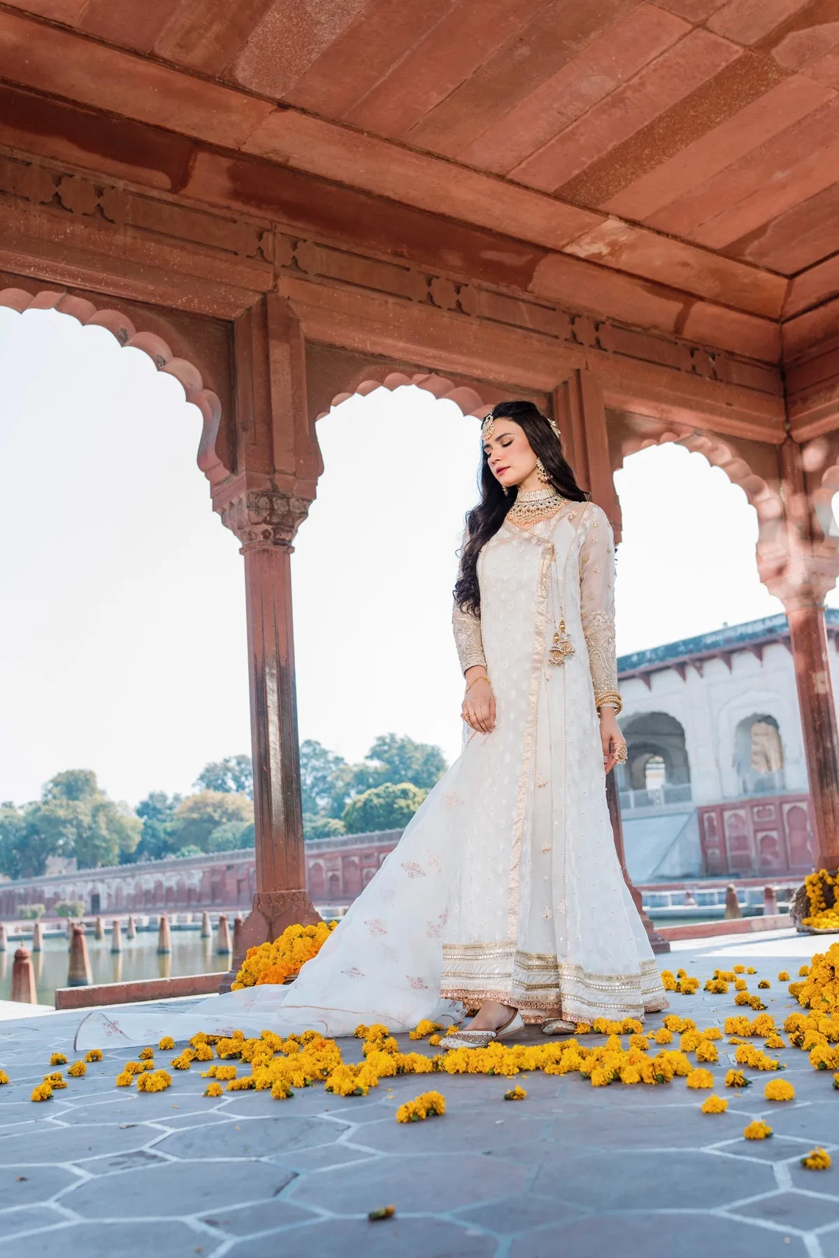 Pakistani Wedding Dress in Angrakha Frock Trouser Style