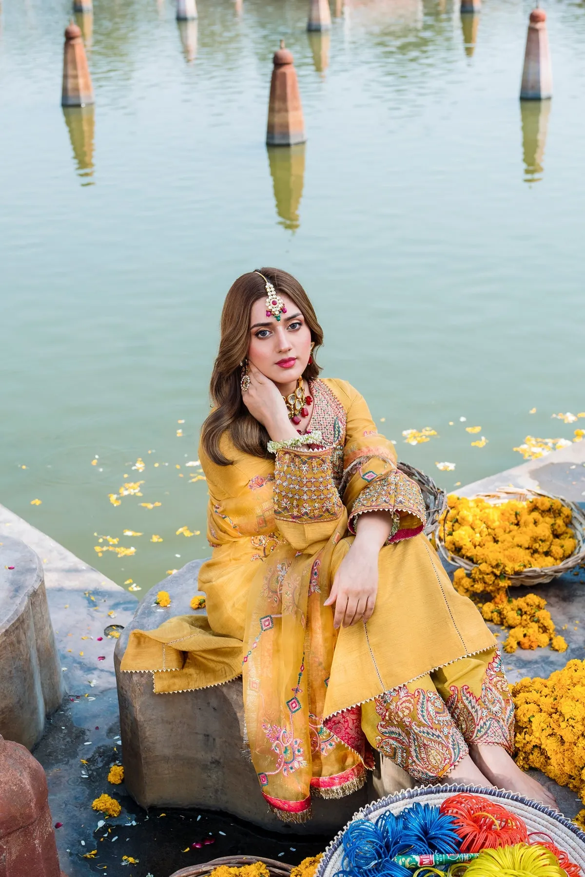 Pakistani Wedding Dress in Frock and Trouser Style