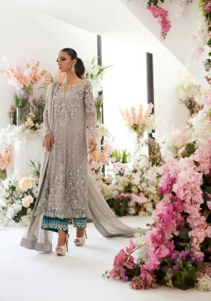 Pakistani Wedding Dress in Grey Kameez Trouser Style