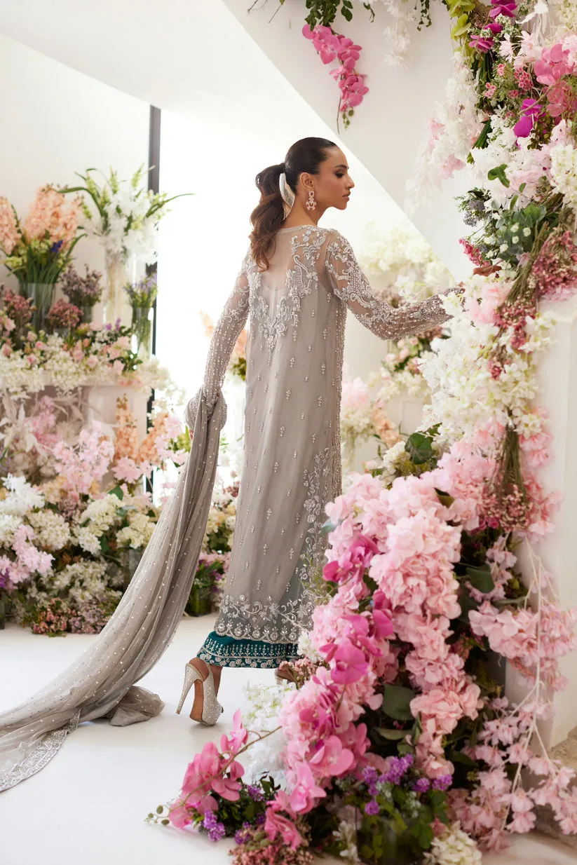 Pakistani Wedding Dress in Grey Kameez Trouser Style