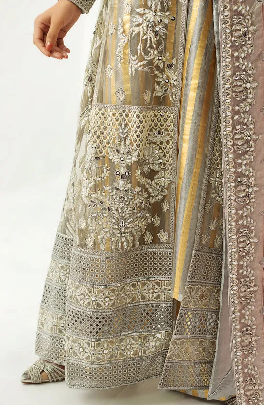 Pakistani Wedding Dress in Open Kameez Trouser Style