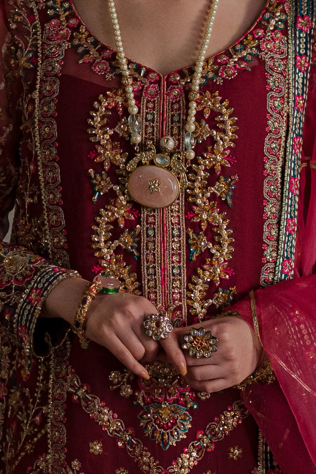 Pakistani Wedding Dress in Organza Kameez Trouser Style