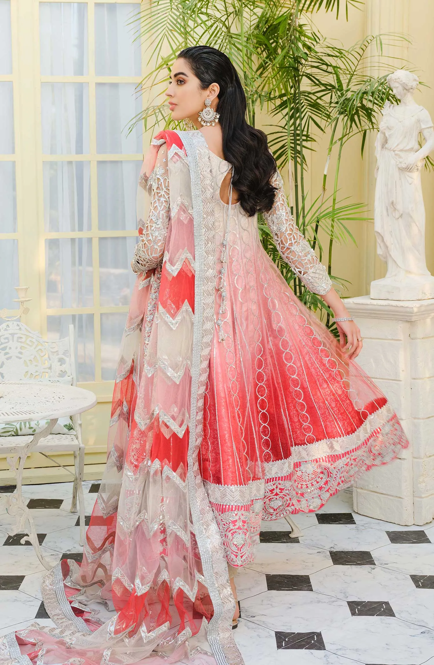 Pakistani Wedding Party Dress in Soothing Colors #PF420