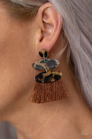 Paparazzi No One Likes A Cheetah - Brown Earrings