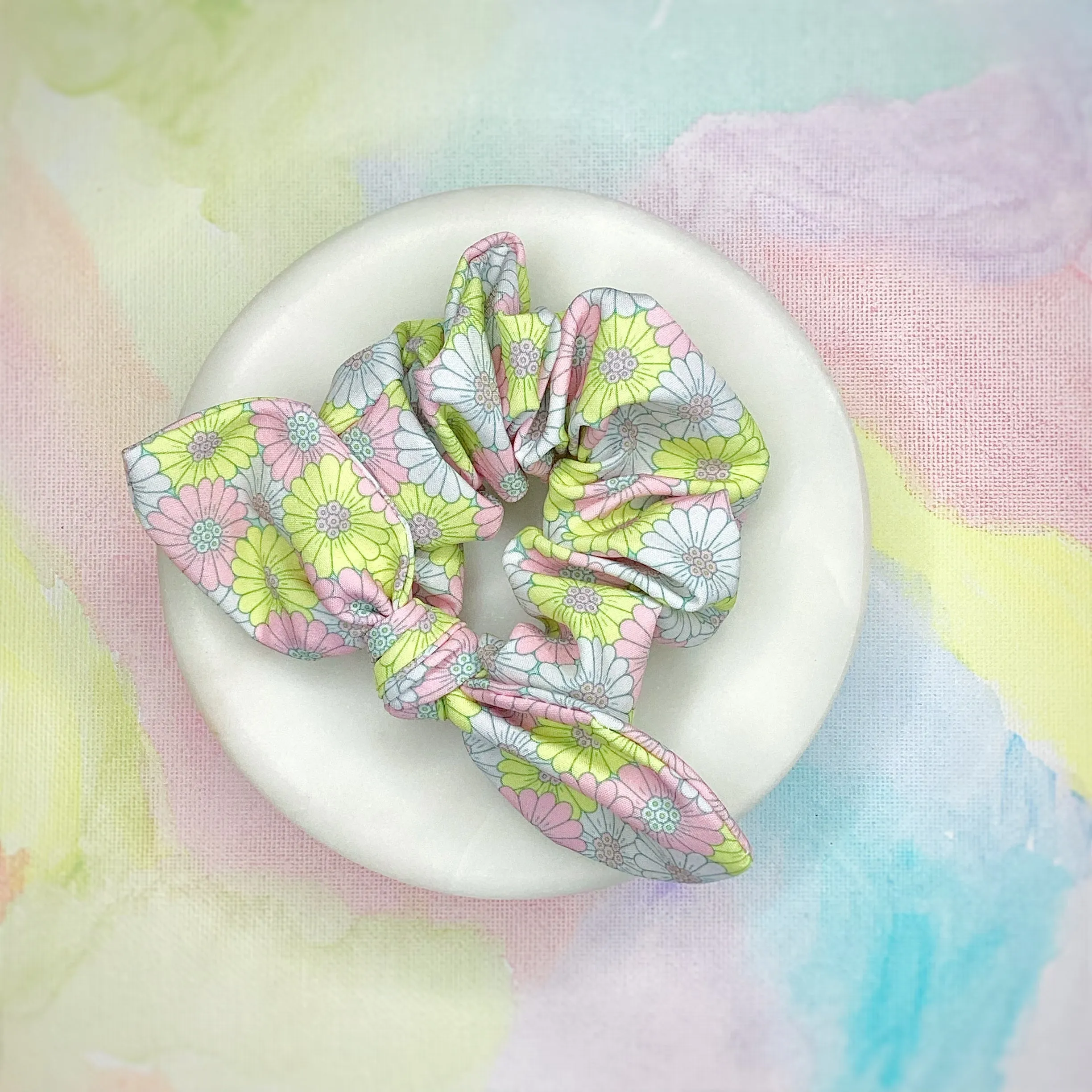 Pastel Coneflowers Bow Strip and Scrunchie Collection