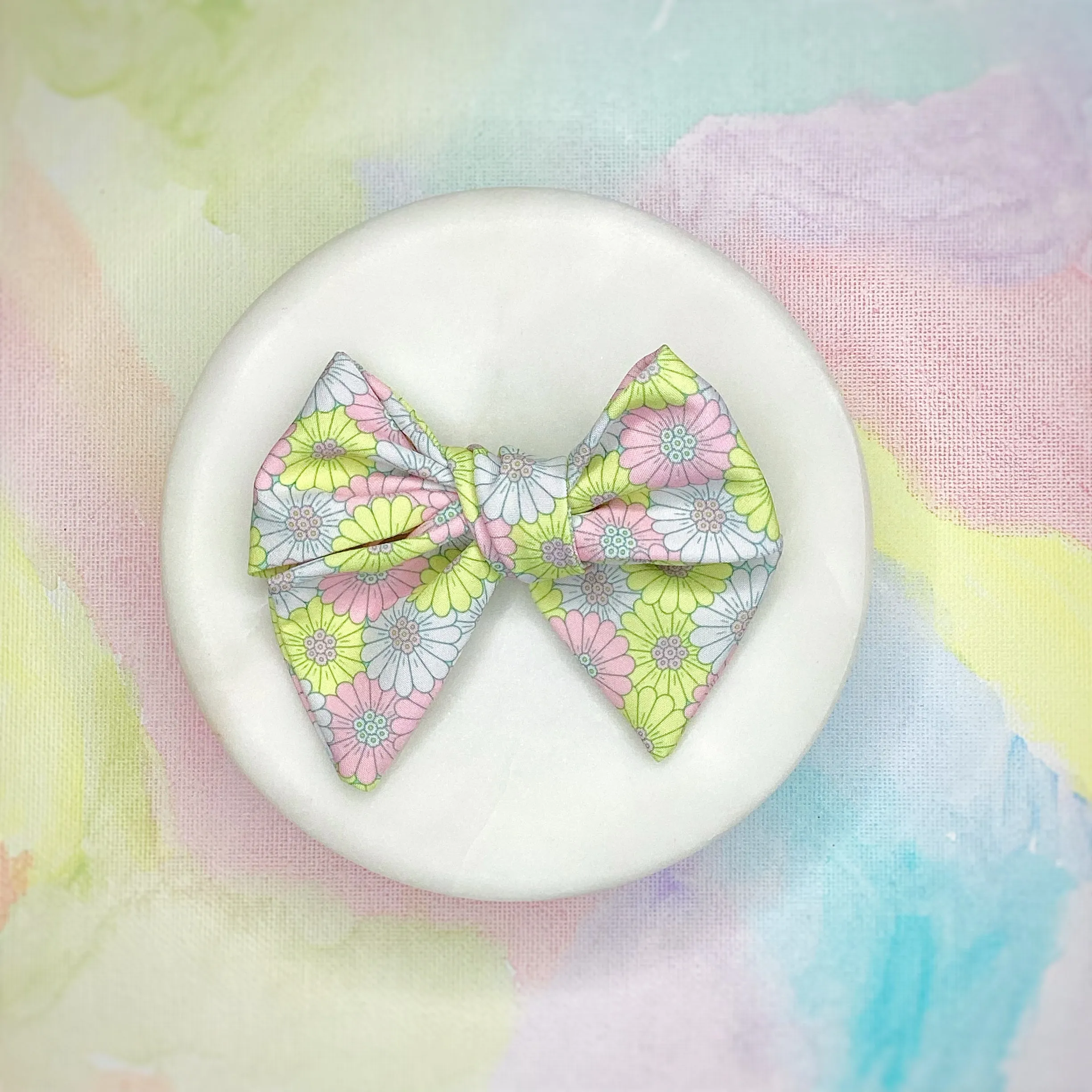Pastel Coneflowers Bow Strip and Scrunchie Collection
