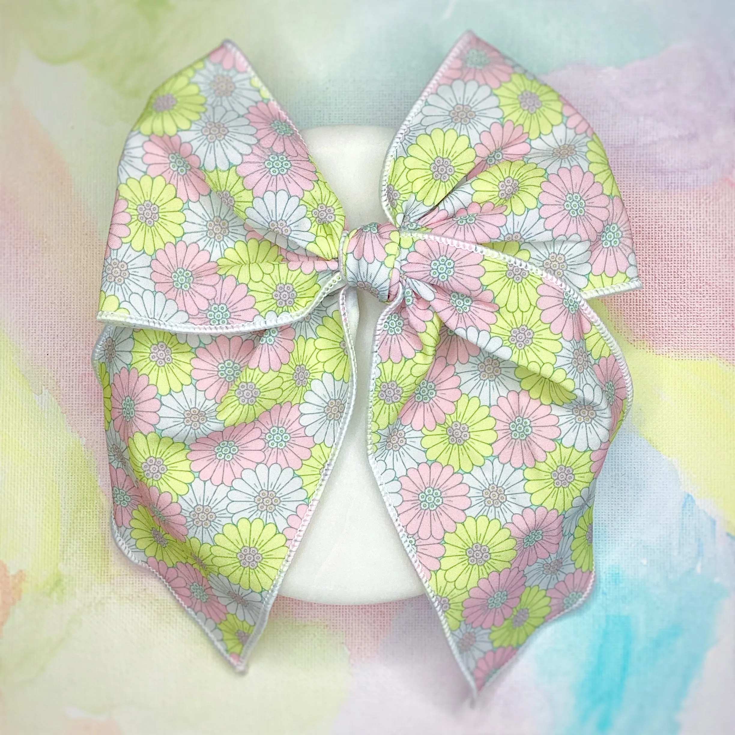 Pastel Coneflowers Bow Strip and Scrunchie Collection
