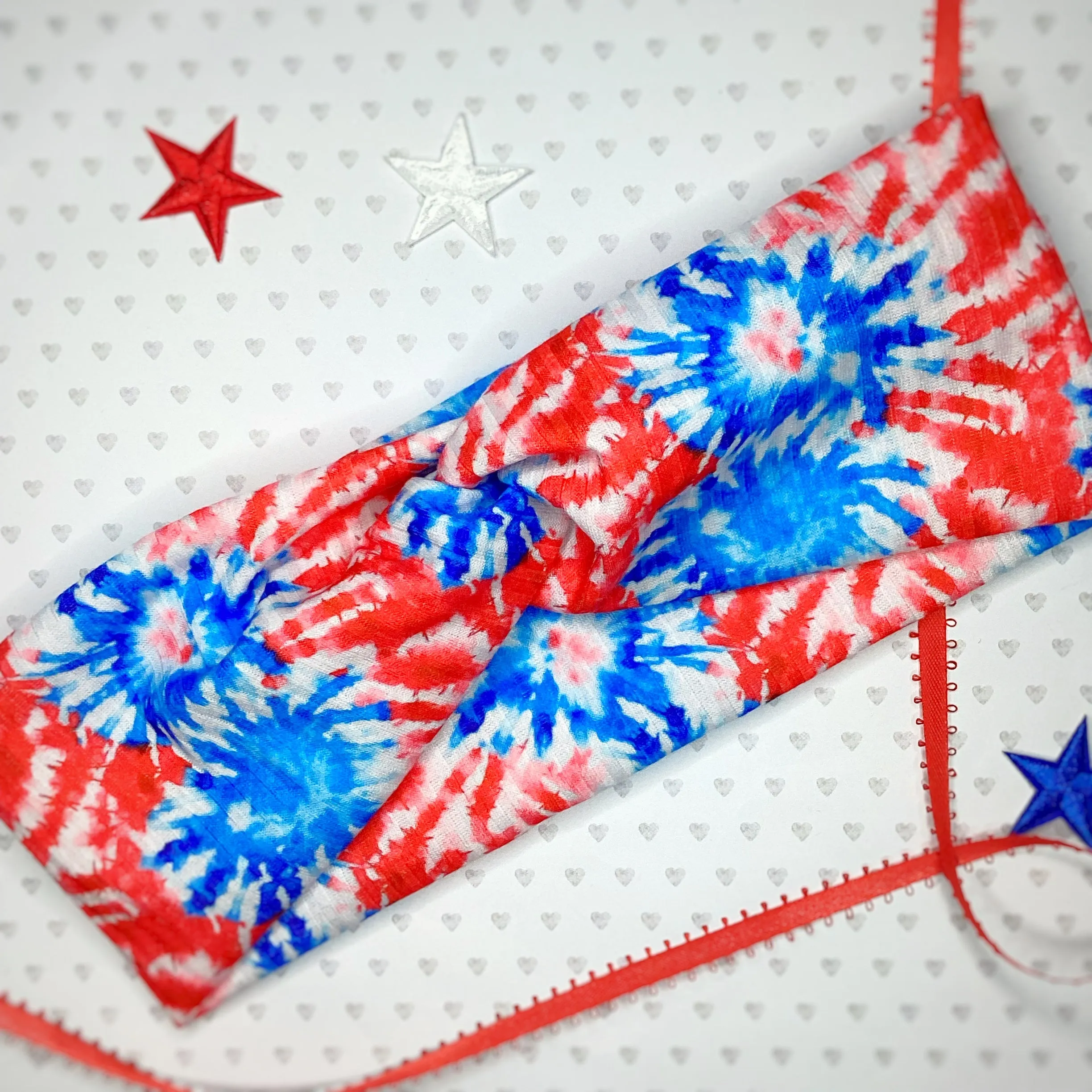 Patriotic Tie Dye Bow Strip, Baby Headwrap, Headband and Scrunchie Collection