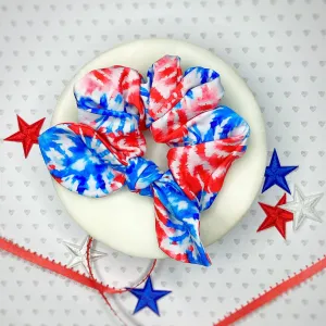 Patriotic Tie Dye Bow Strip, Baby Headwrap, Headband and Scrunchie Collection