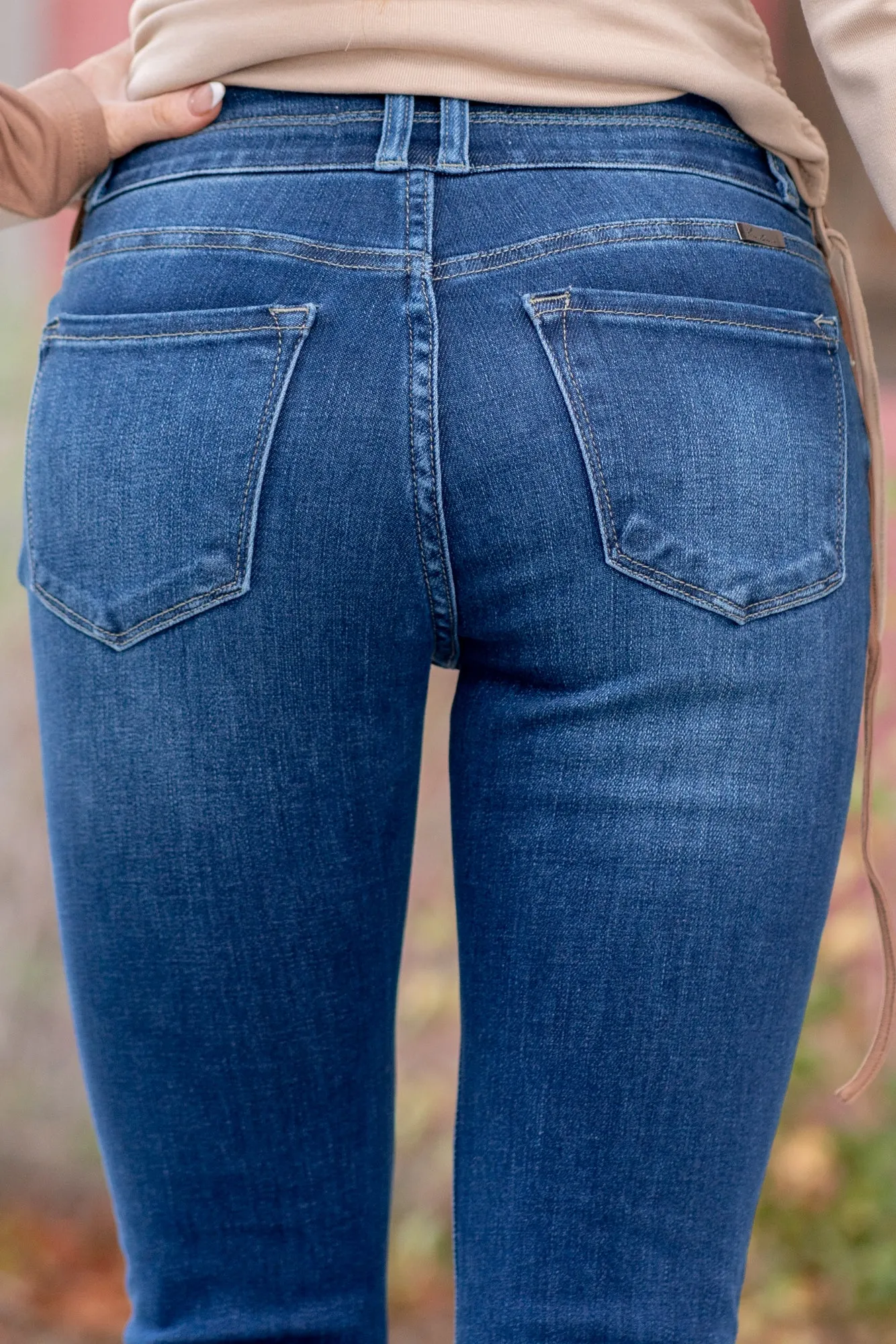 Petite Hamlet Double Button High Rise Skinny Bootcut