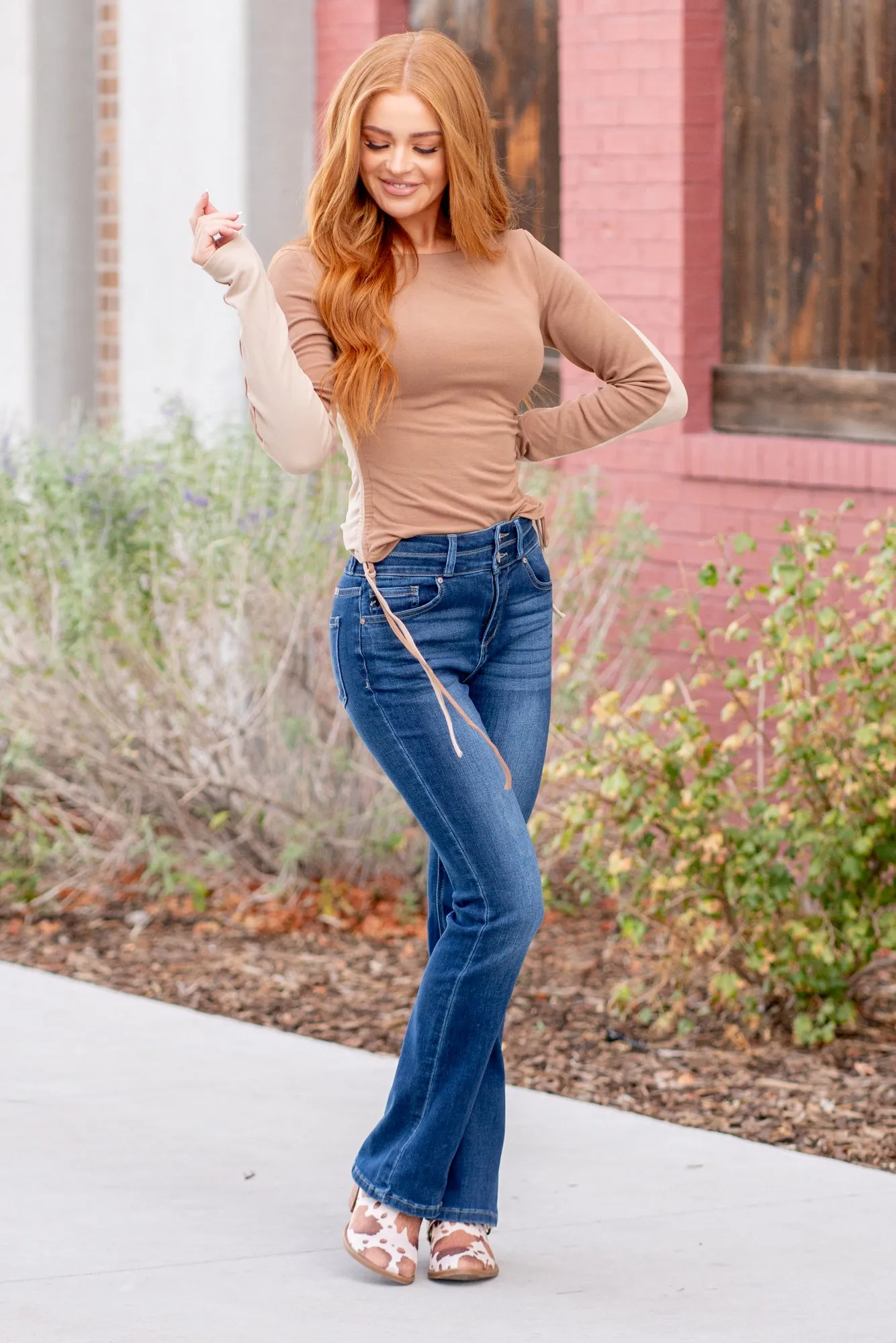 Petite Hamlet Double Button High Rise Skinny Bootcut