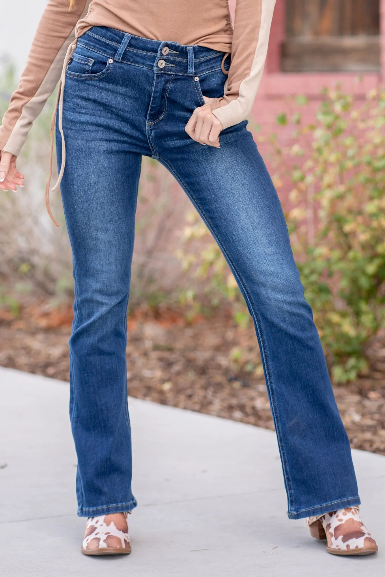 Petite Hamlet Double Button High Rise Skinny Bootcut