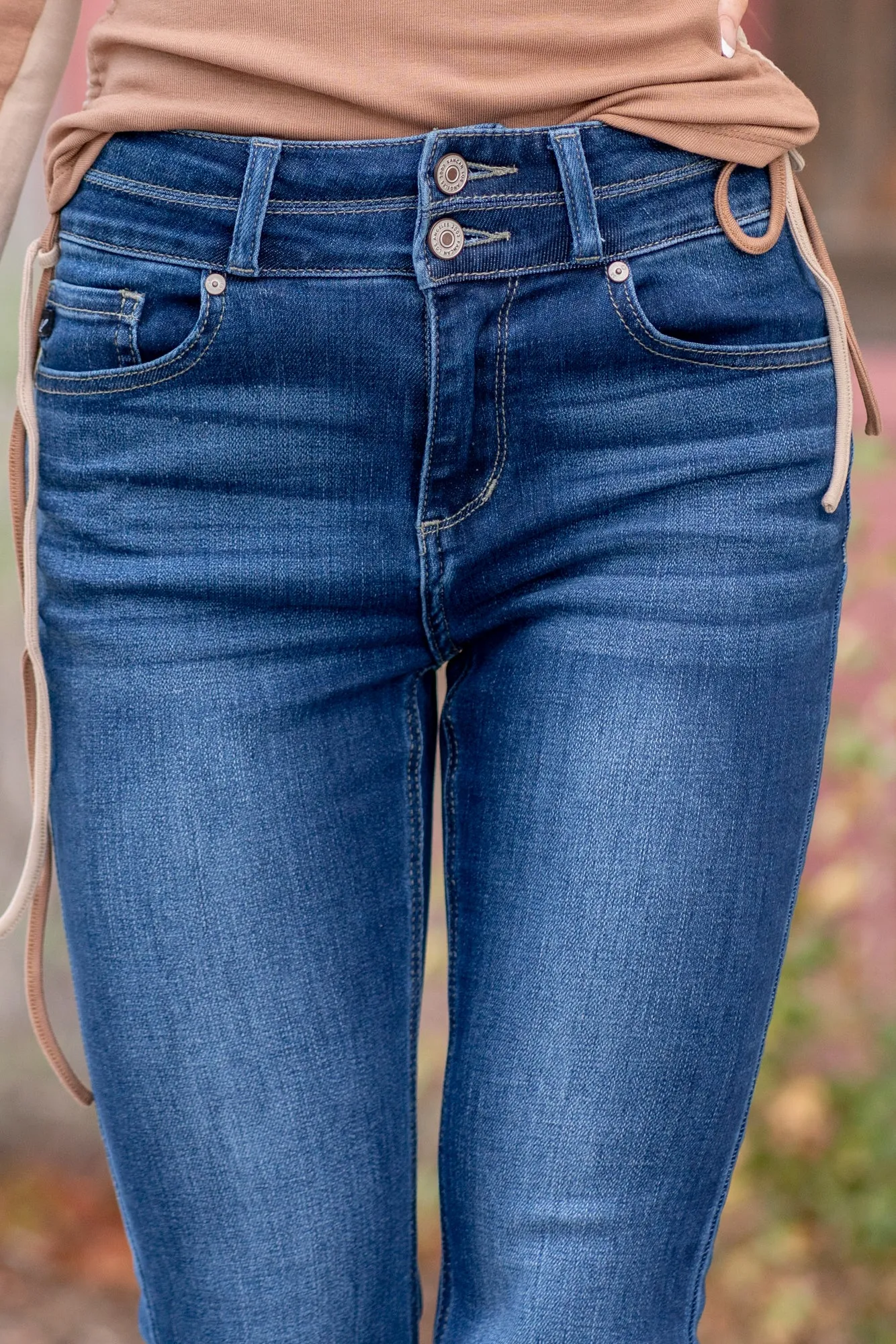 Petite Hamlet Double Button High Rise Skinny Bootcut