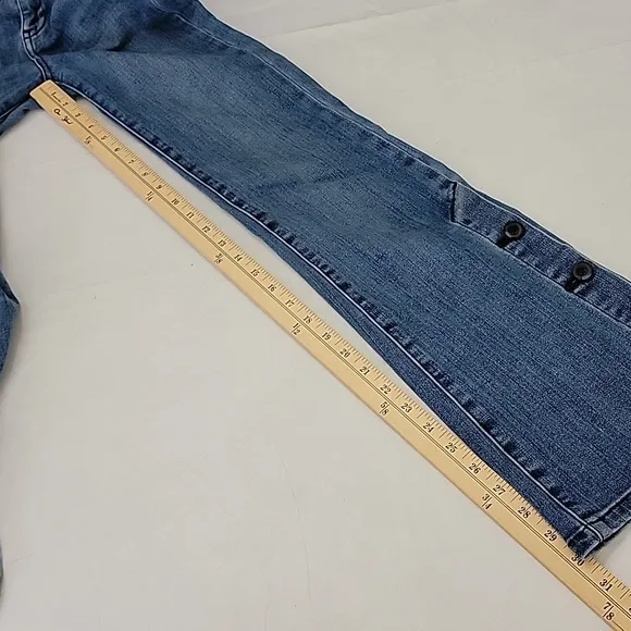 Pilcro Anthropologie High Rise Bootcut Button Hem Jeans sz25