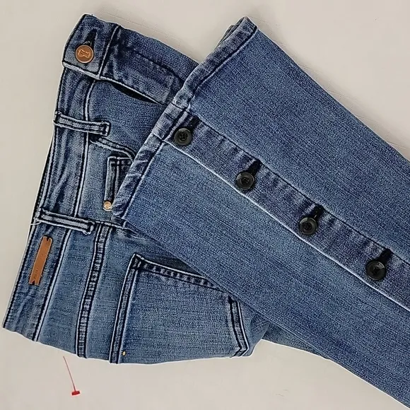 Pilcro Anthropologie High Rise Bootcut Button Hem Jeans sz25
