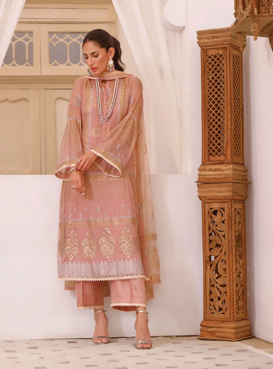 Pink Colored Chiffon Salwar Kameez Pakistani Eid Dress
