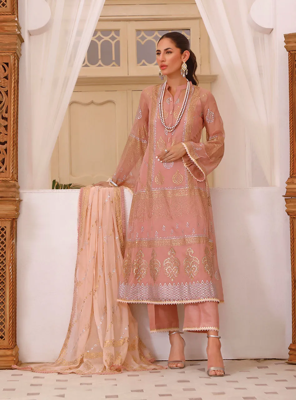 Pink Colored Chiffon Salwar Kameez Pakistani Eid Dress