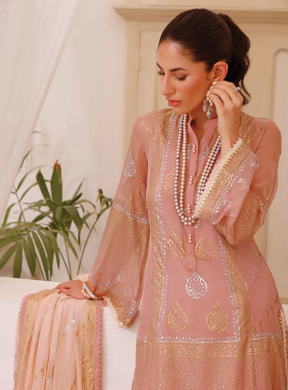 Pink Colored Chiffon Salwar Kameez Pakistani Eid Dress