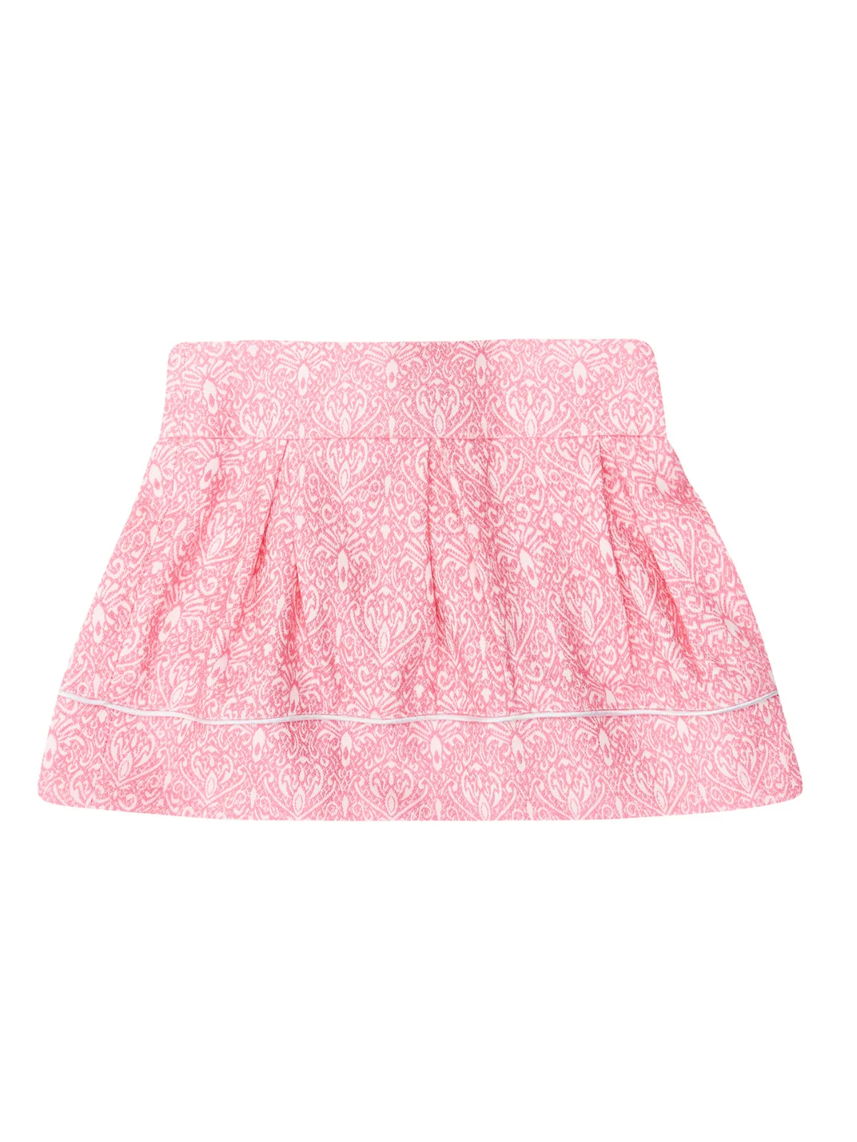 Pink Jacquard Hip Pleat Skirt by Kids Couture