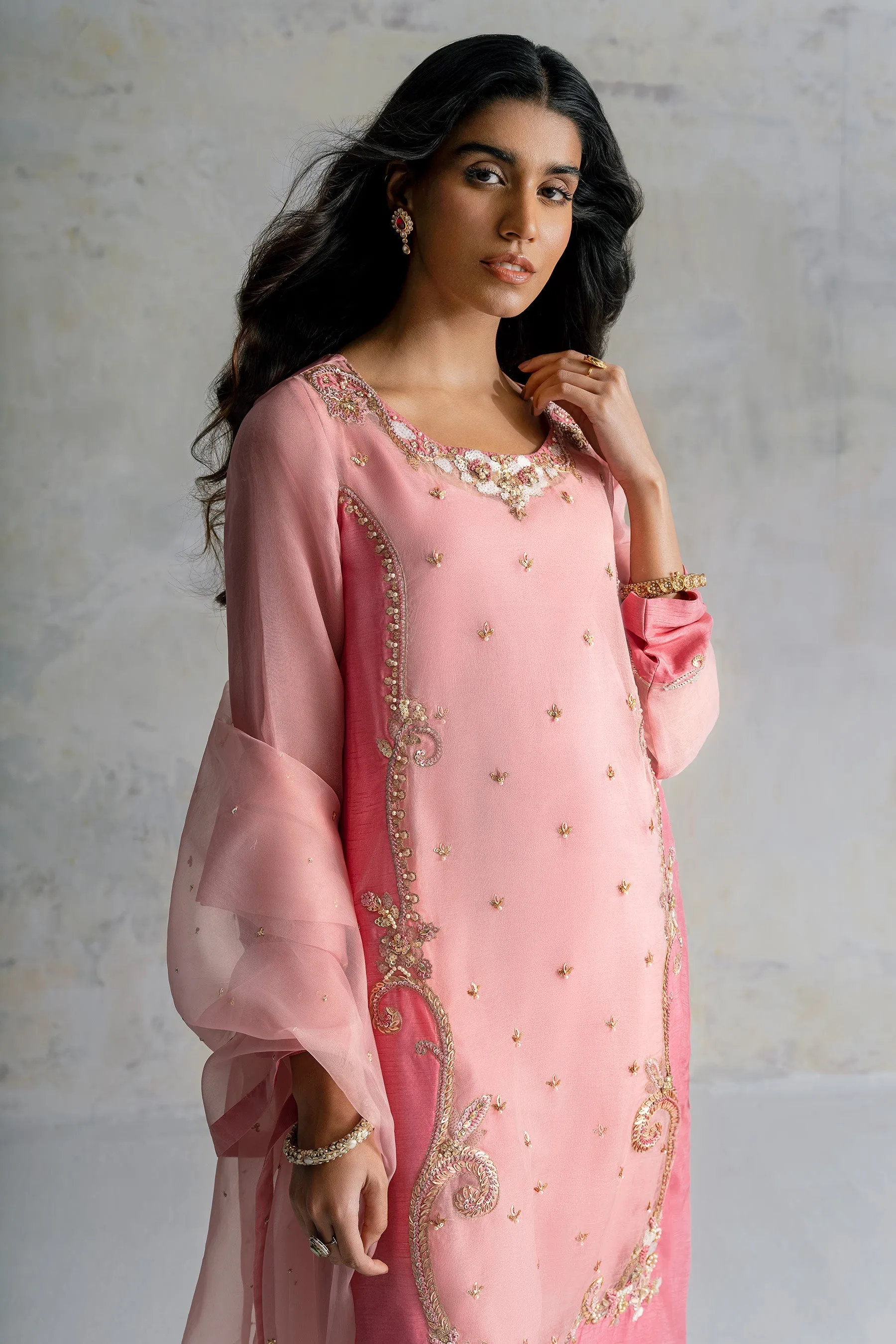 Pink Kameez Trouser Dupatta Pakistani Wedding Dress