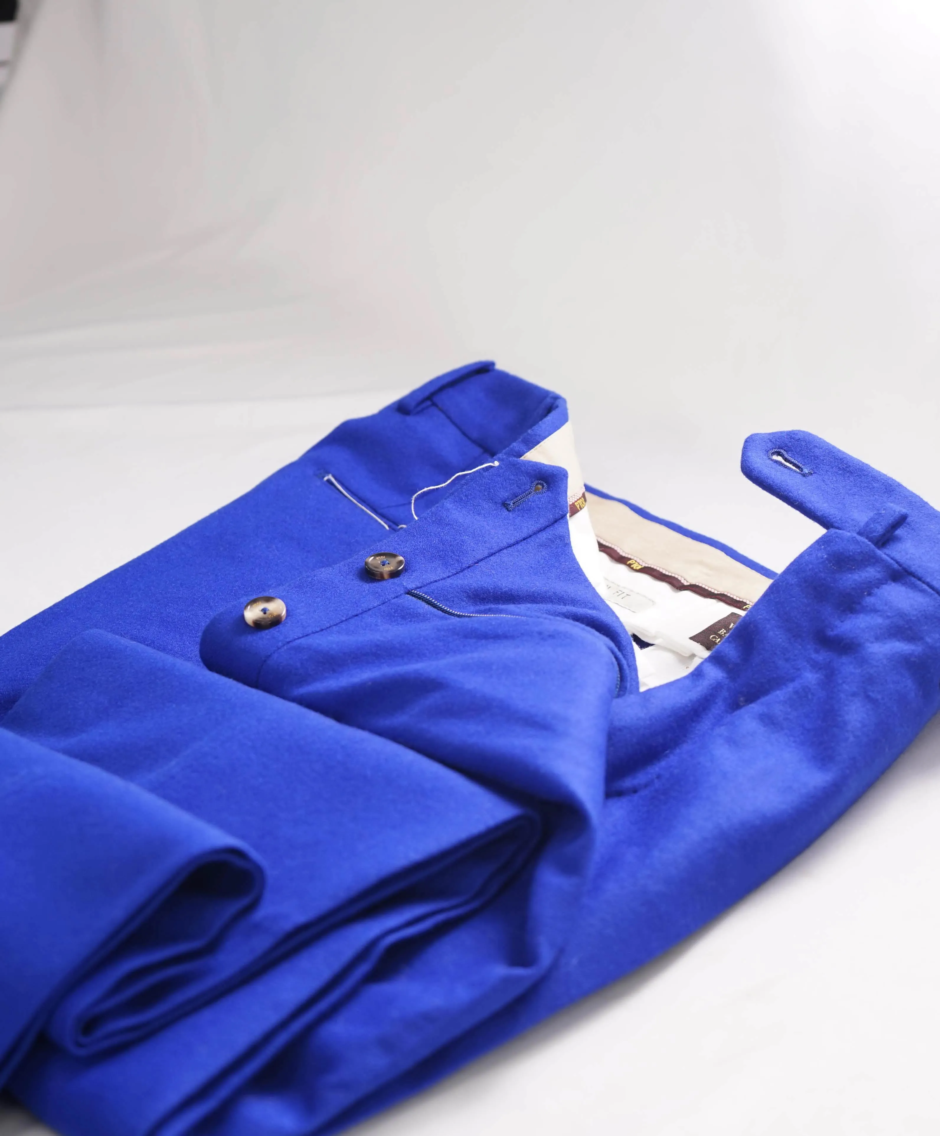 PT01 - *VITALE BARBERIS CANONICO* Cobalt Blue Flannel "THE DRAPER" Dress Pants - 32W