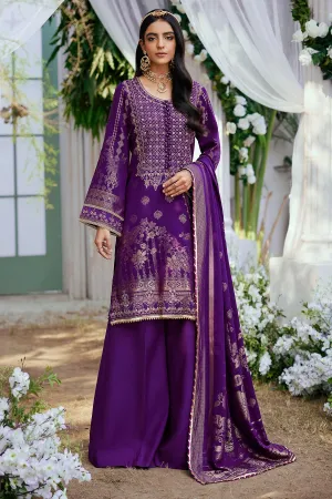 Purple Embroidered Kameez and Trousers Pakistani Eid Dress