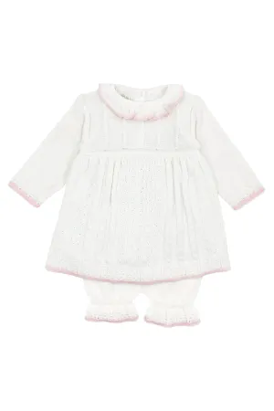 "Cristina" Ivory Knitted Dress & Bloomers