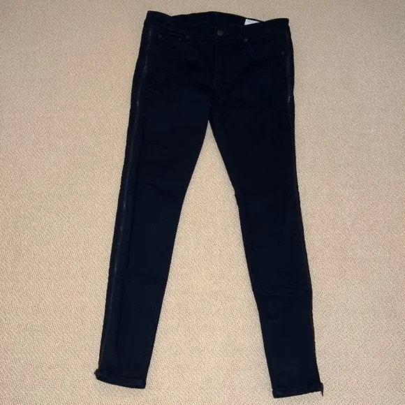 rag &amp; bone black jeans with side zippers