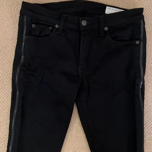 rag &amp; bone black jeans with side zippers