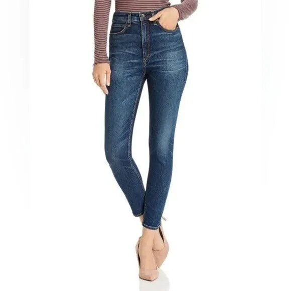 Rag &amp; Bone Jane Super High Rise Skinny Jeans Zeke Dark Wash