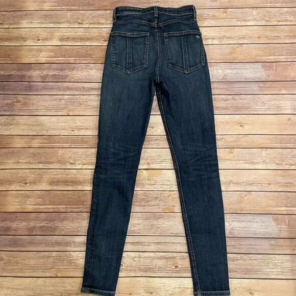 Rag &amp; Bone Jane Super High Rise Skinny Jeans Zeke Dark Wash