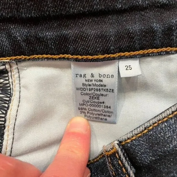 Rag &amp; Bone Jane Super High Rise Skinny Jeans Zeke Dark Wash
