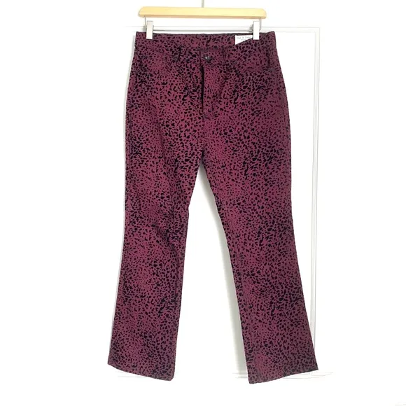 Rag &amp; Bone Burgundy Hana Cheetah Bootcut Jeans size 28