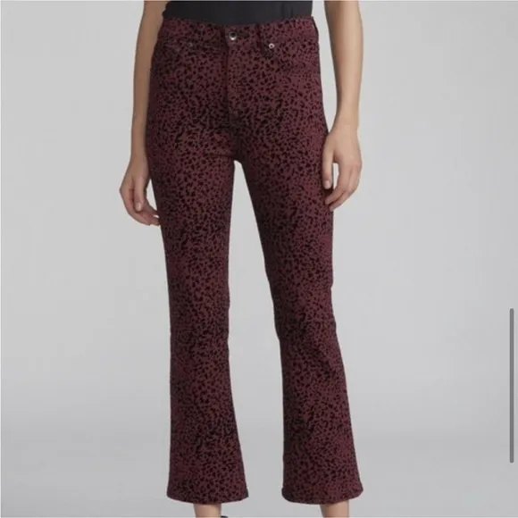 Rag &amp; Bone Burgundy Hana Cheetah Bootcut Jeans size 28