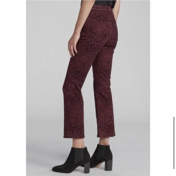 Rag &amp; Bone Burgundy Hana Cheetah Bootcut Jeans size 28