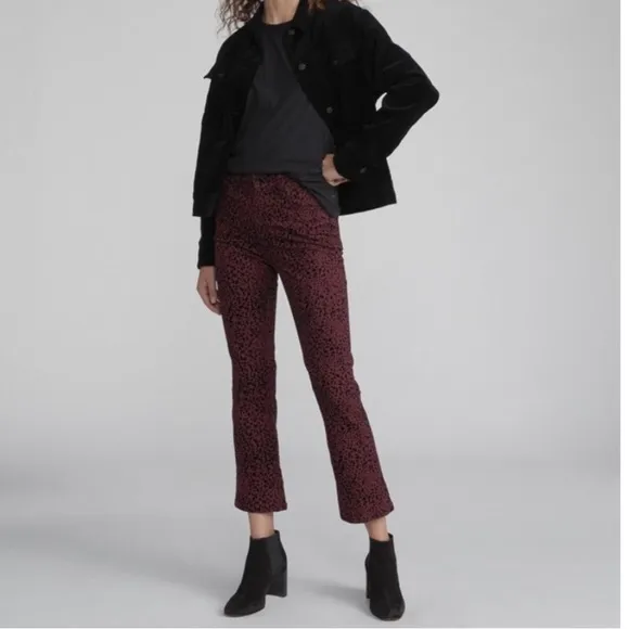 Rag &amp; Bone Burgundy Hana Cheetah Bootcut Jeans size 28