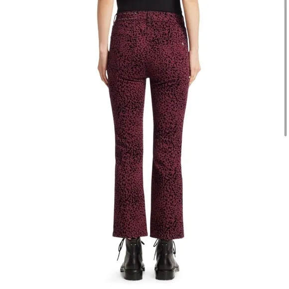 Rag &amp; Bone Burgundy Hana Cheetah Bootcut Jeans size 28