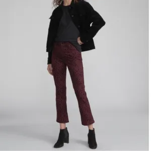 Rag &amp; Bone Burgundy Hana Cheetah Bootcut Jeans size 28