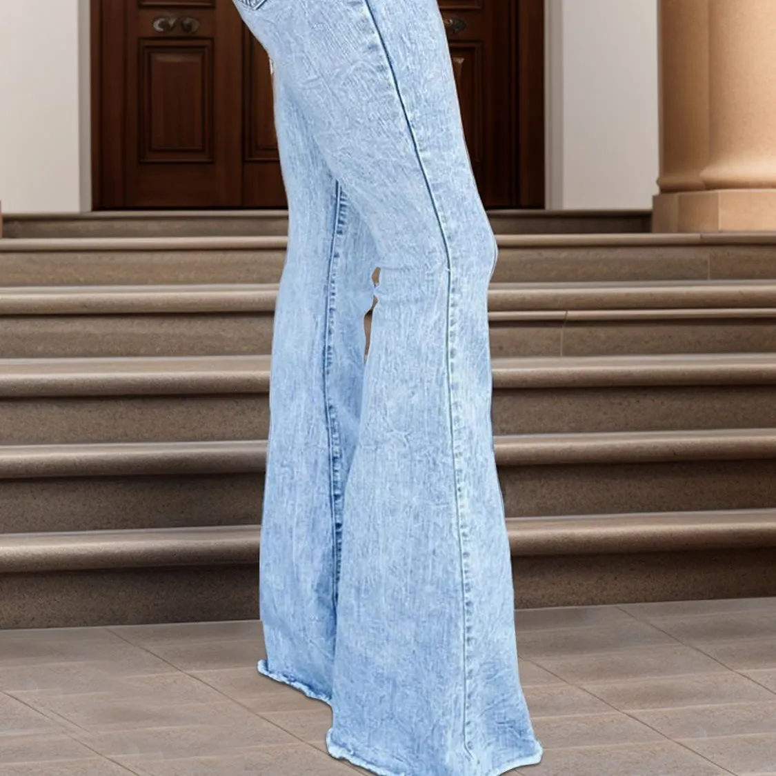 Raw Hem Bootcut Jeans