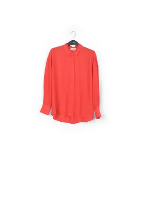Red loose-fit silk shirt