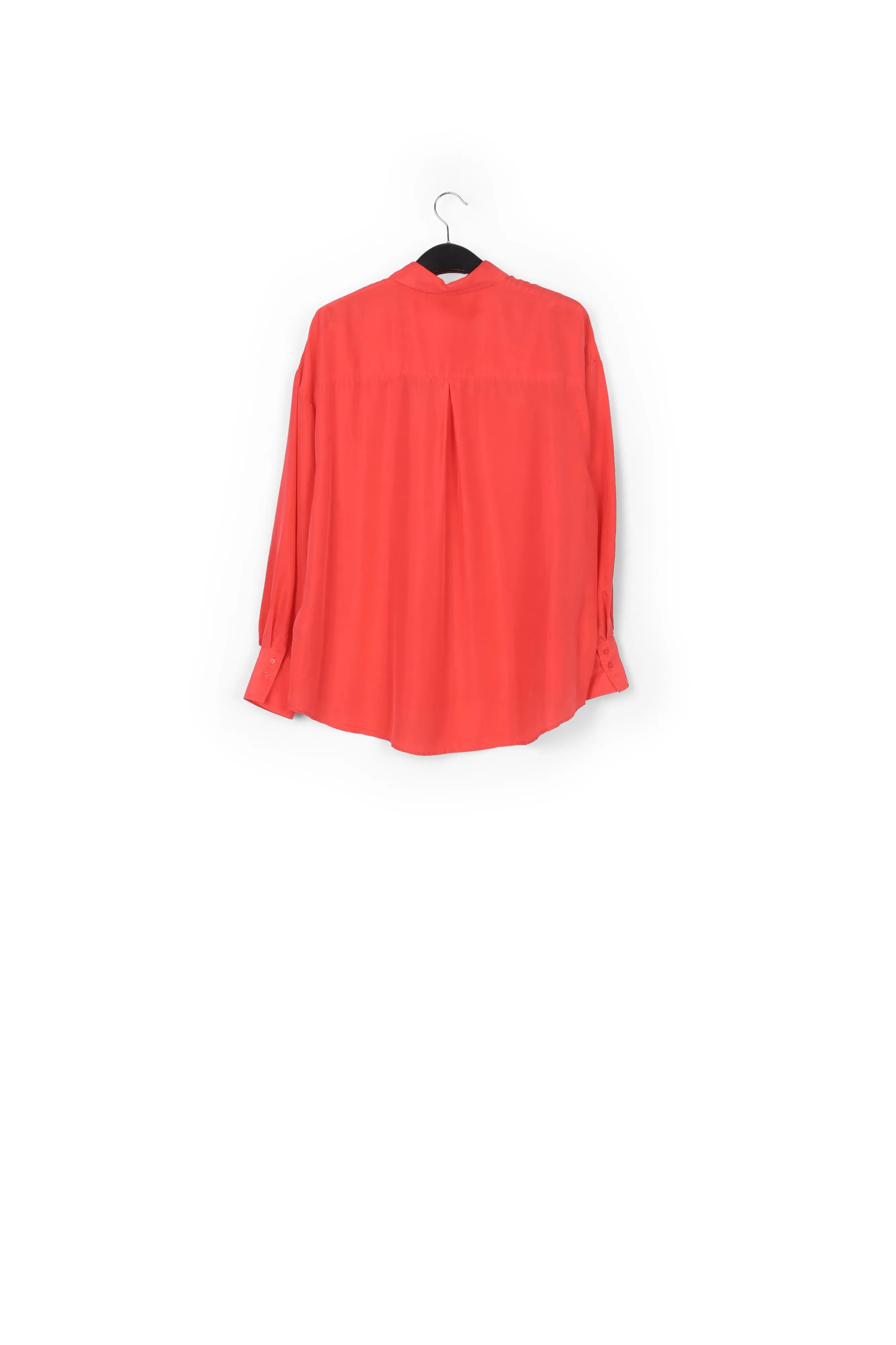 Red loose-fit silk shirt