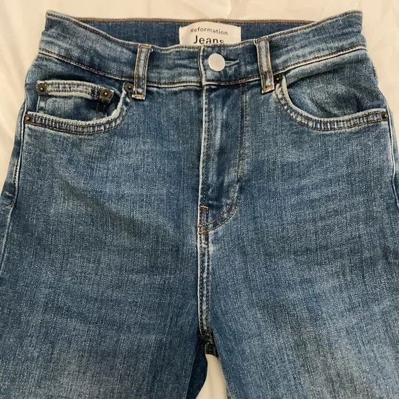 Reformation High Waist Skinny Jeans in Destin Wash Size 24