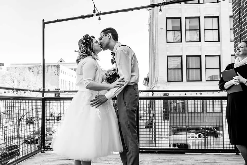 Retro Strapless Tea Length Wedding Dress with Lace | Flora