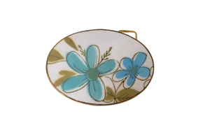 Retro Turquoise Floral Belt Buckle