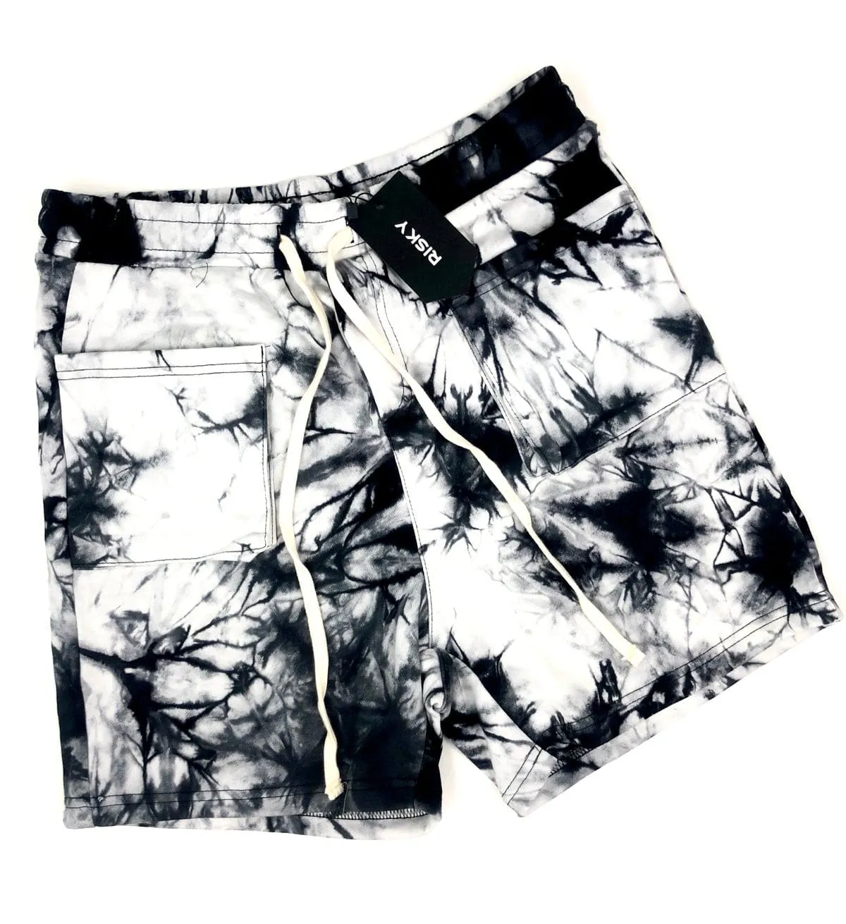 RISKY REWARDS MARBLE TIE DYE CARGO SHORTS