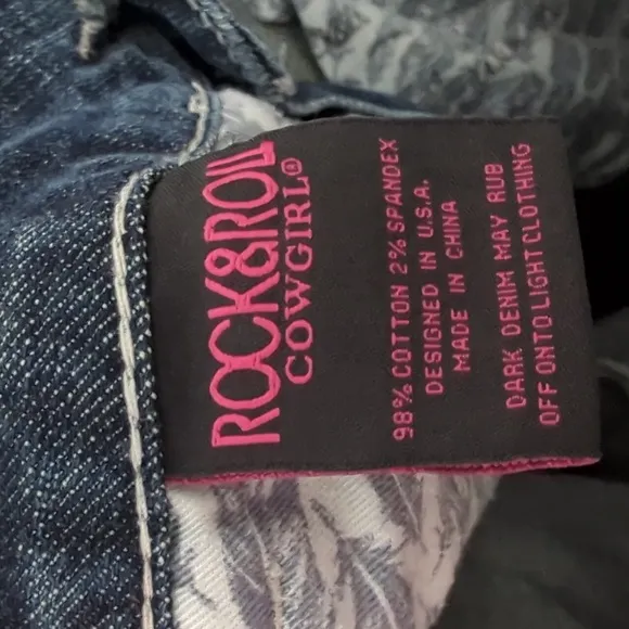 ROCK &amp; ROLL Cowgirl Mid Rise Bootcut denim rodeo western jeans sz26x34L like new