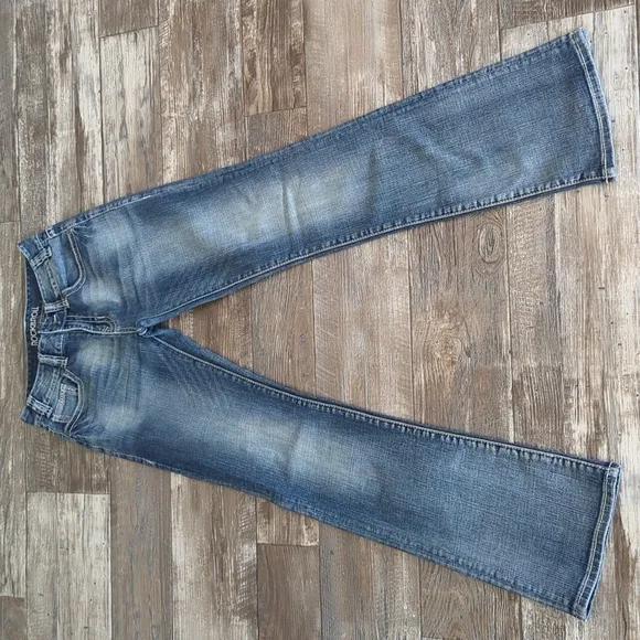 ROCK &amp; ROLL Cowgirl Mid Rise Bootcut denim rodeo western jeans sz26x34L like new