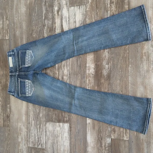 ROCK &amp; ROLL Cowgirl Mid Rise Bootcut denim rodeo western jeans sz26x34L like new