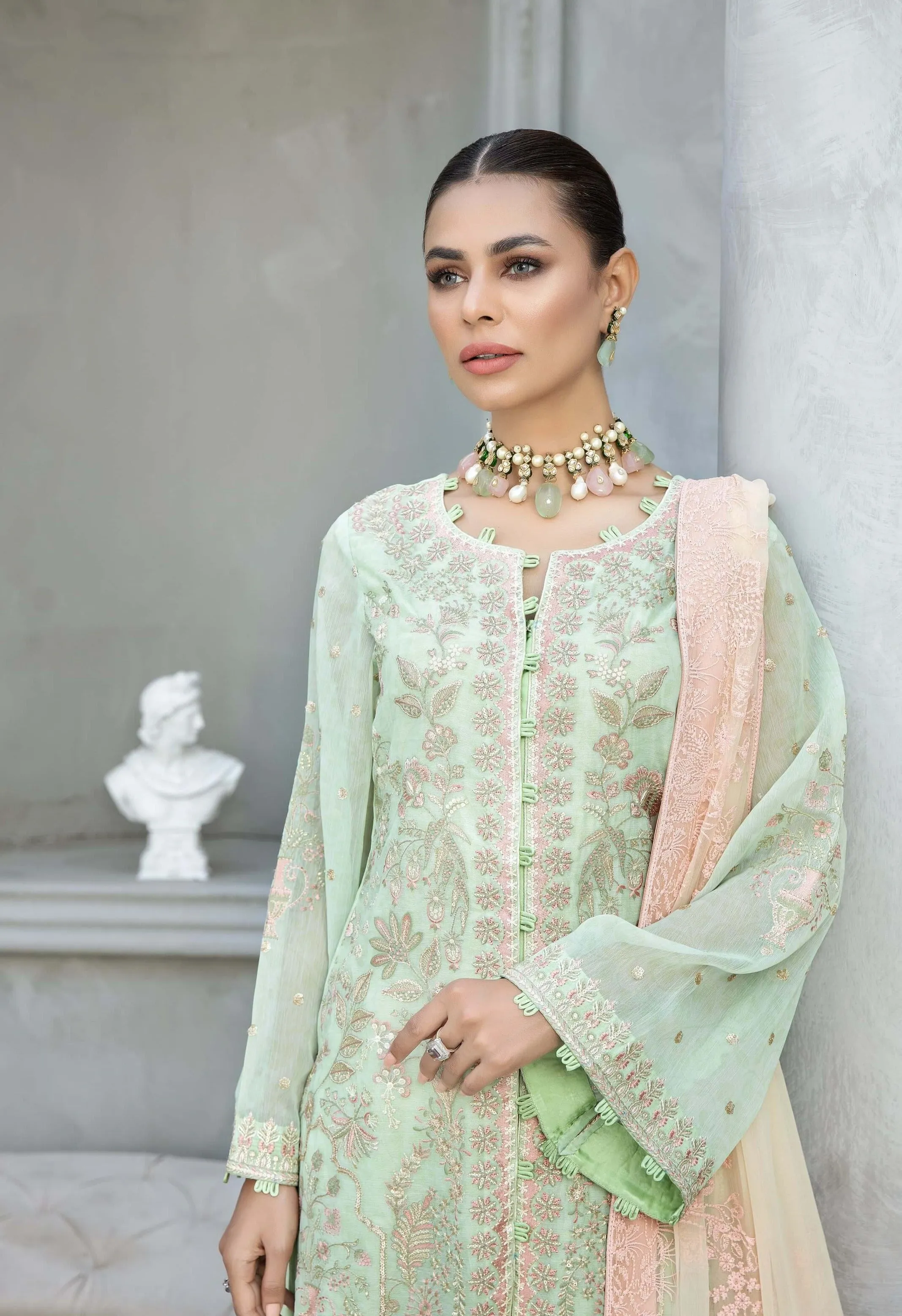 Royal Kameez Trouser Mint Green Pakistani Wedding Dress