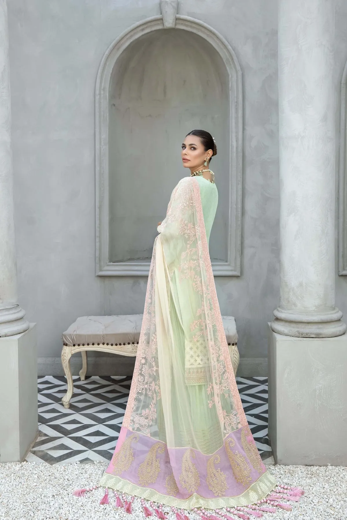 Royal Kameez Trouser Mint Green Pakistani Wedding Dress